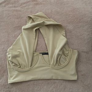Tan Criss Cross crop top